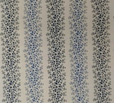 Blue White Floral Fabric TIMELESS Stripes Quilters Cotton 3 Continuous Yards