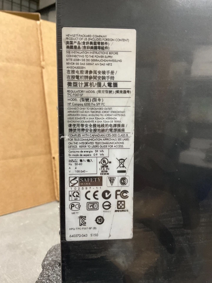 Hp Compaq 6200 Pro SFF PC Intel Pentium 2.60 GHz 250GB 4GB Ram - Image 3 of 4