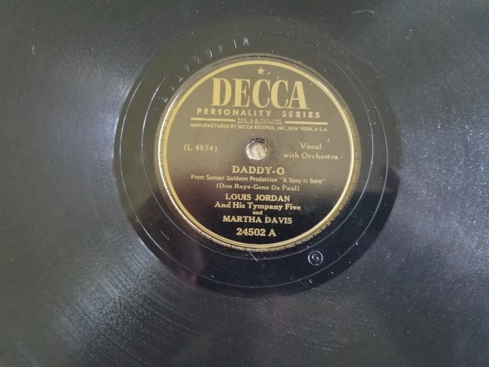 Louis JordanAnd His Tympany 5-Daddy-O / Decca ‎– 24502 Shellac, 10", 78 US 1948 - Image 2 of 4