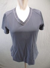 Skechers by Barco Size XS Womens Gray Stretch V-Neck Short Sleeve Scrub Top 987