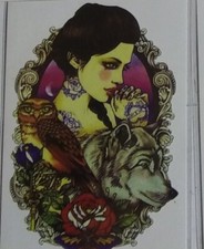 Brand New Temporary Tattoo Woman Wolf