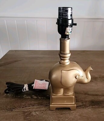 SMALL BUT MIGHTY Resin Gold Elephant (trunk Up) Lamp (11'' X 5'') CLASSIC LUXE