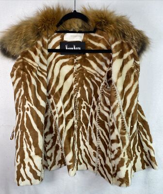 Ermanno Scervino Mutton Leather Jacket US Size M EU 40 Fox Fur