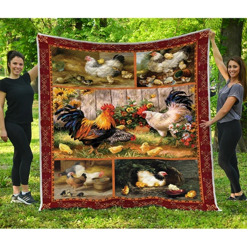 Chicken Quilt, Chicken Lover Quilt Blanket Chicken Coop Gift Idea For Famers