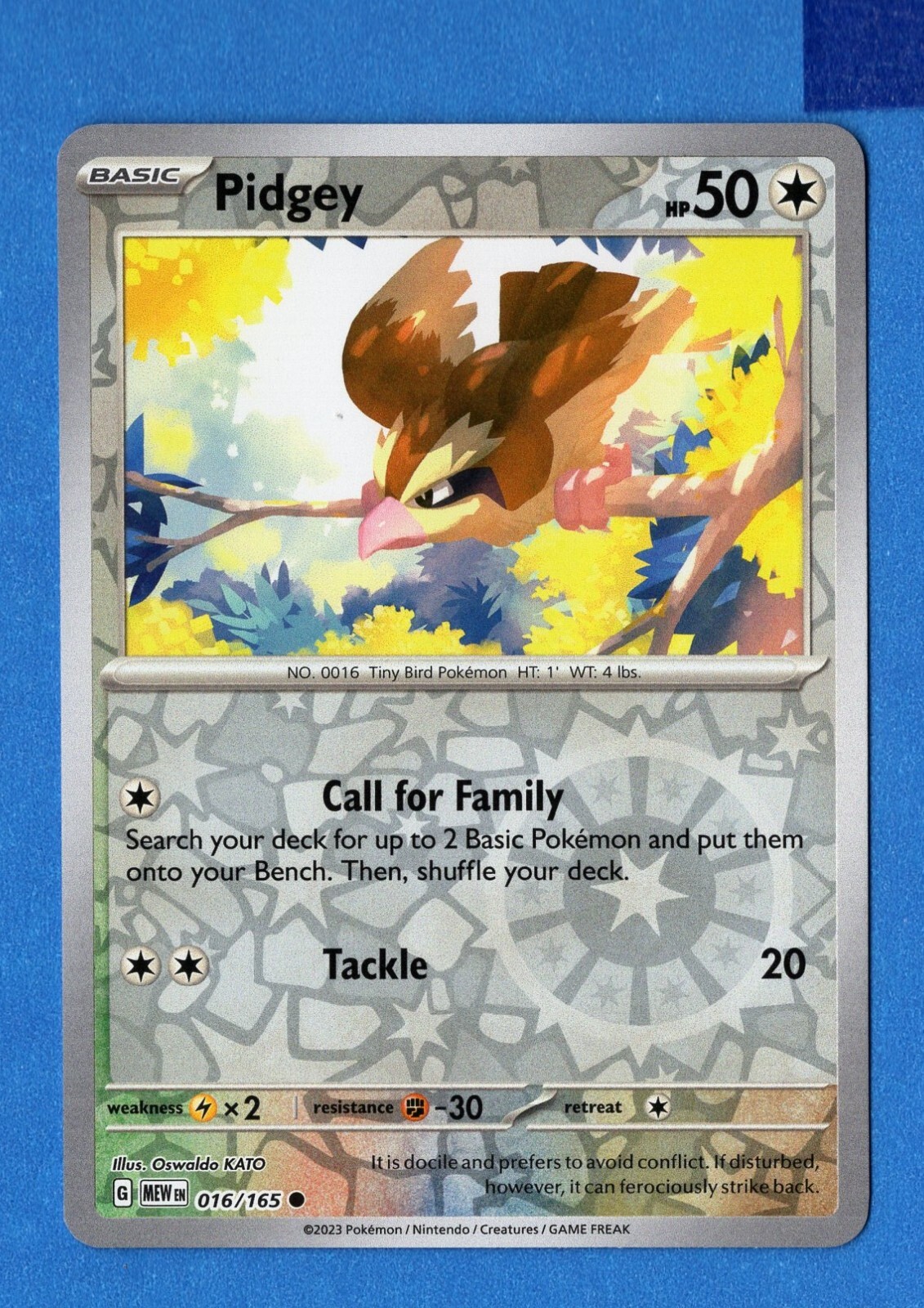 2023 Near Mint Pokemon Pidgey 016/165 Reverse Scarlet Violet 151 MEWen English