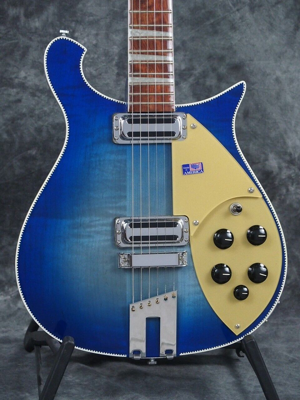 Rickenbacker 660 Blueburst 6 String Toaster Pickups Checkered Binding Guitar BBR