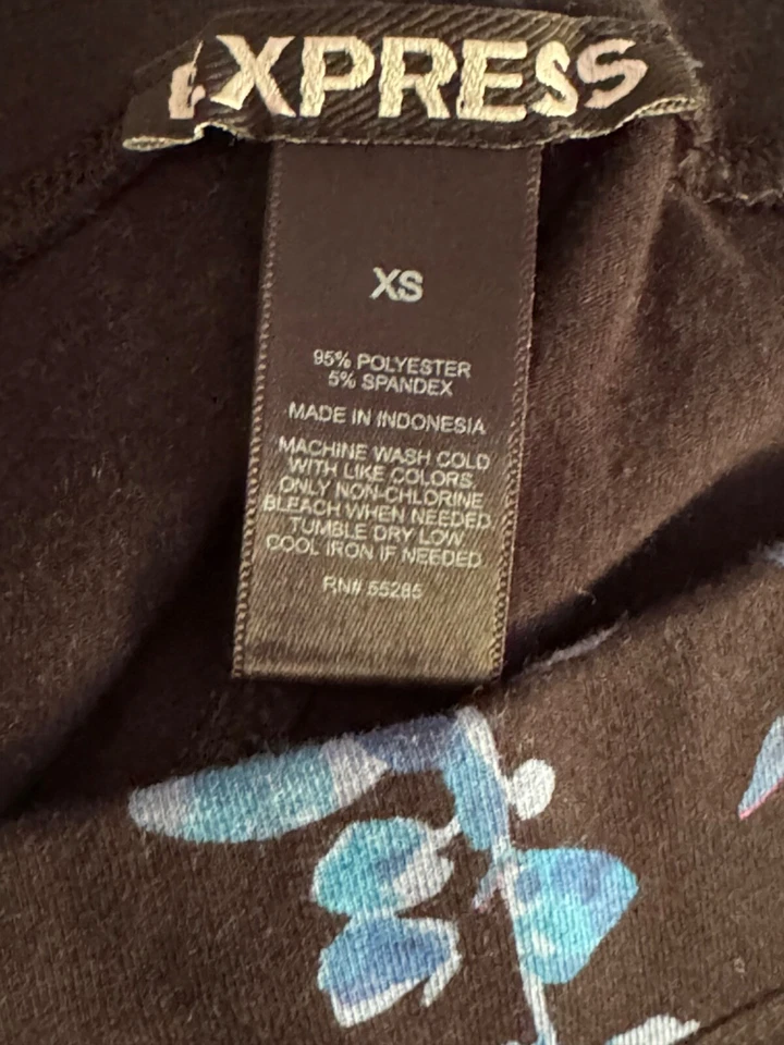 Leggings para mujer Express azules y negros florales talla XS Foto 3 de 3