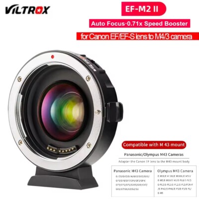 Viltrox EF-M2 II AF speed Booster Adapter Focal Reducer 0.71x Fr Canon EF to M43