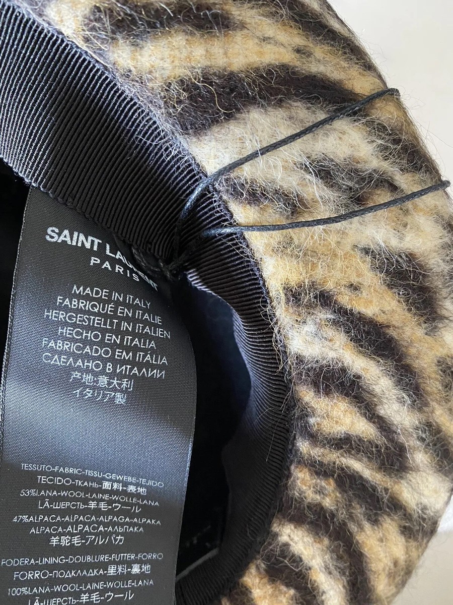 NWT $795 Saint Laurent Womens Fedora Hat Beige/Black Size M