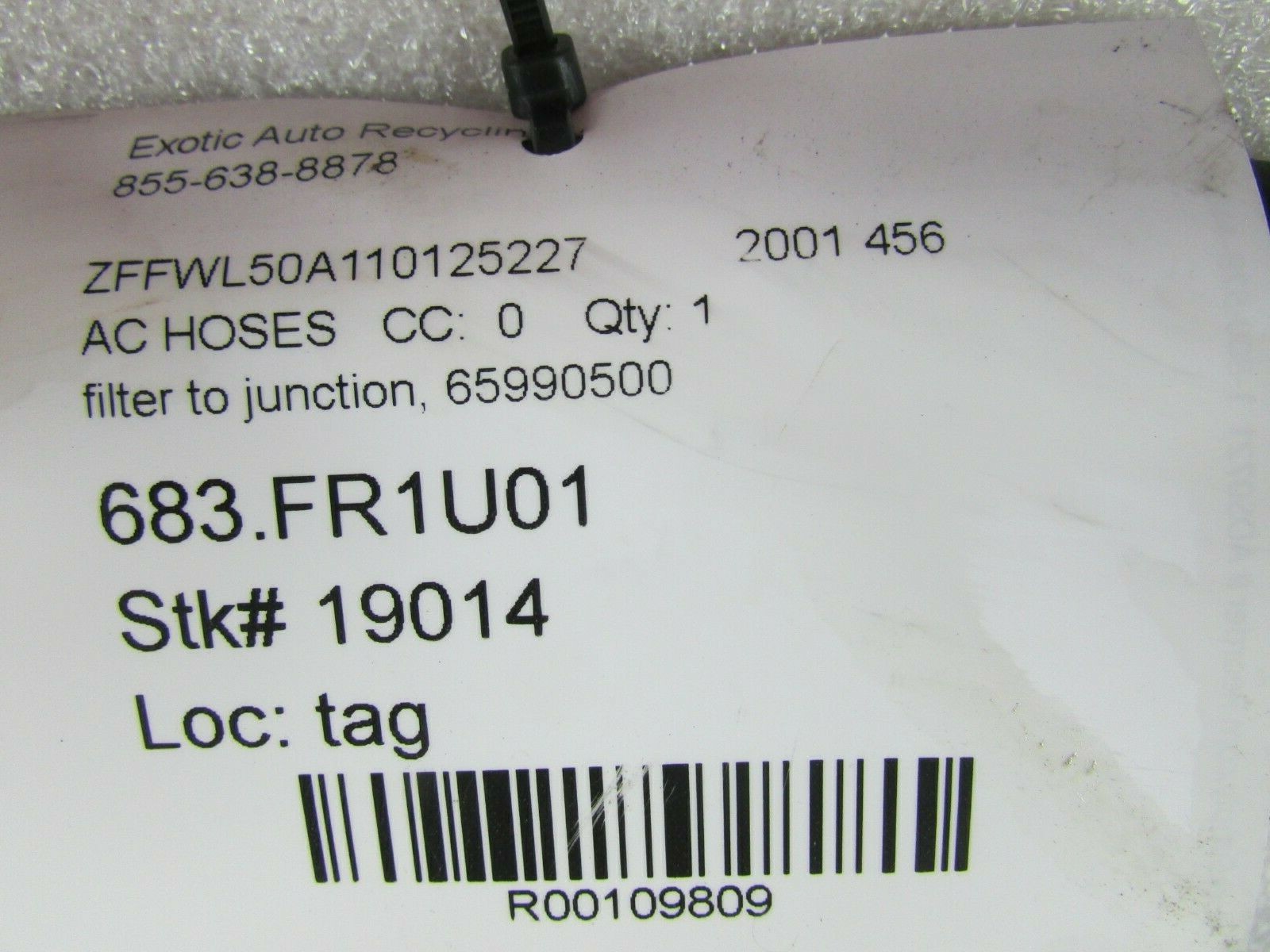 Ferrari 456, AC Dehydration Filter to Junction Hose, Used, P/N 65990500