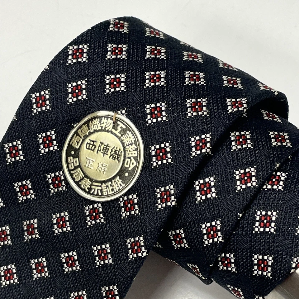 Gravata Foulard NOS Vintage Anos 50 Timbo Gravata Tecido Seda Azul Vermelho NEAT SKINNY - Imagem 2 de 4