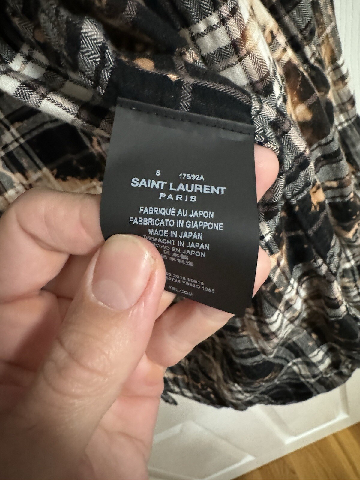 Camicia uomo Saint Laurent sbiancata a quadri taglia S