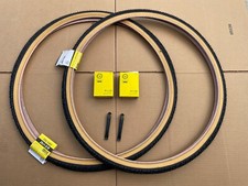 SUNLITE 26 x 1 3/8 Bicycle Black / Gum Wall Tires  Tubes Road Semi Slick KENDA