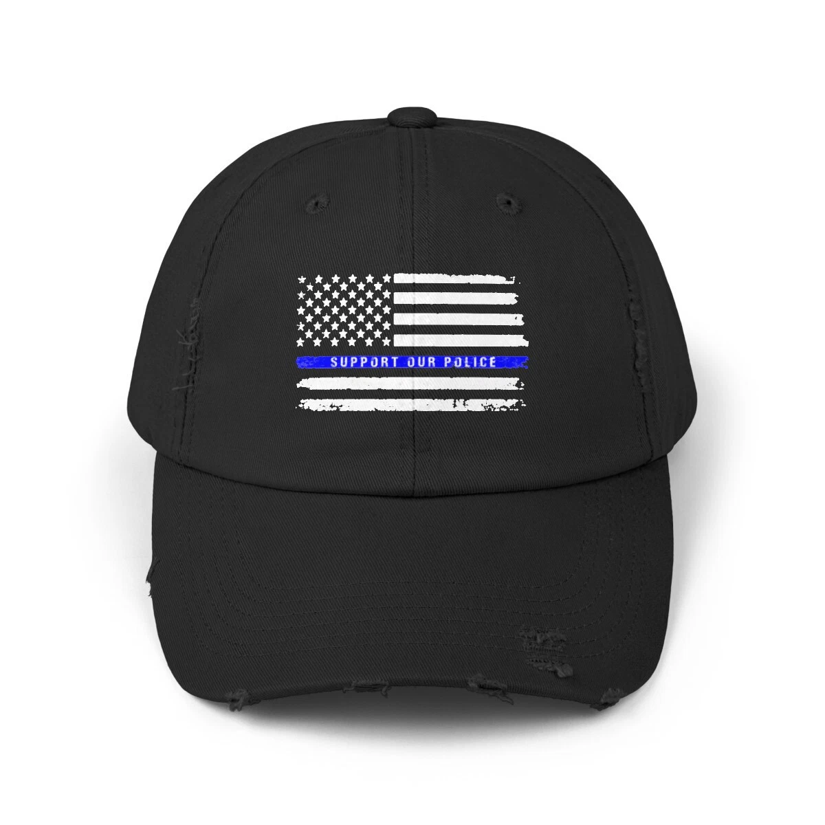 Support Our Police USA Flag First Responder Unisex Distressed Cap