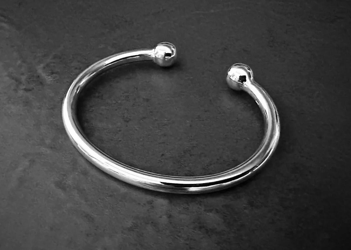 Mens silver deals ball bangle