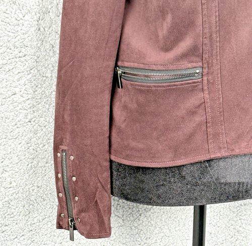 Kut From Kloth Moto Jacket Womens L Brown Vegan Suede Lined Asymmetric Zip Moto - Picture 6 of 14