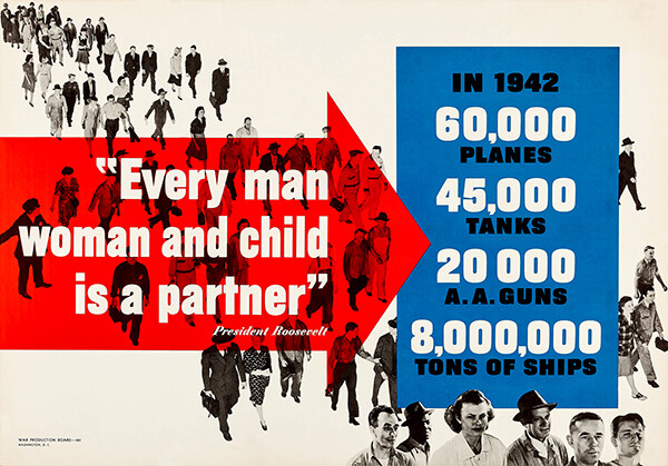 1942 WWII Propaganda Poster - Every Person as a Partner in the War Effort