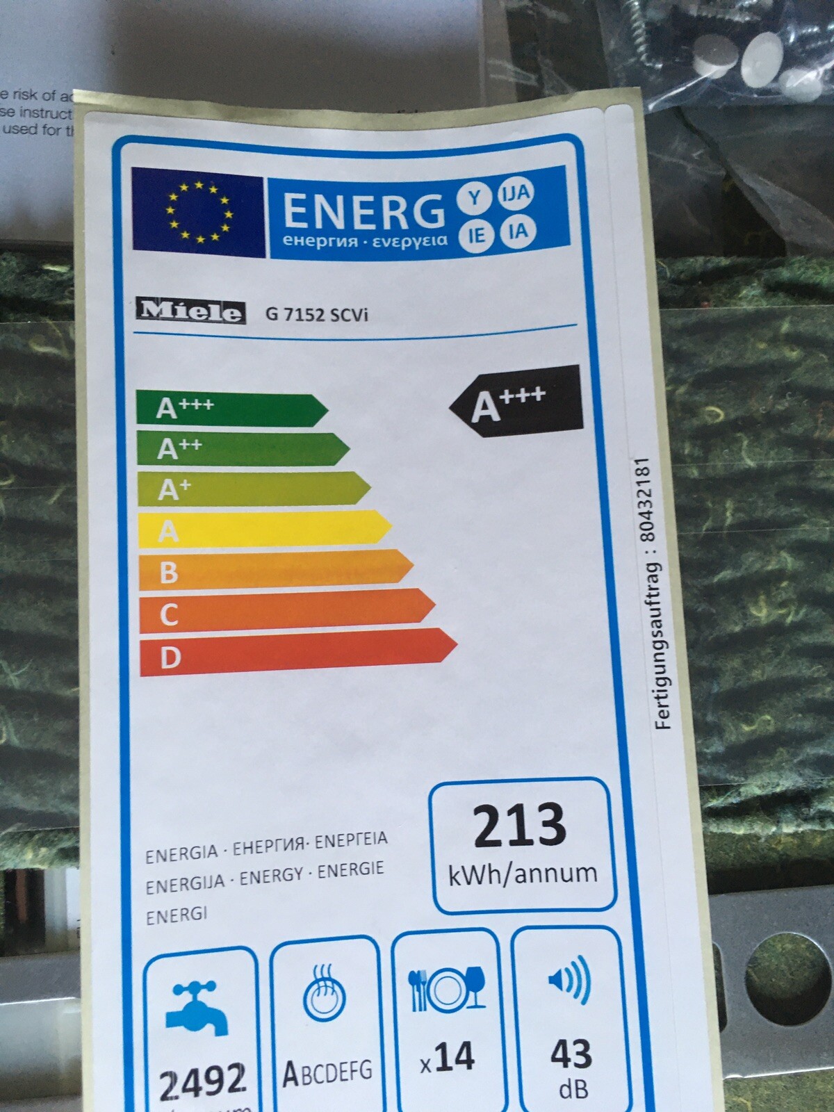 MIELE G7152SCVi Fullsize Fully Integrated Dishwasher 4002516102113 eBay