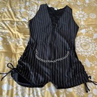 Womens SA MA Pinstripe Playsuit Black Silver Dance Party Romper New Sexy Chain — photo 1