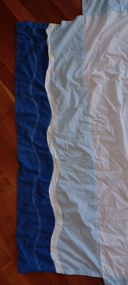 Falda cama cuna burbujas línea niños polvo volantes azul olas agua océano vida marina Foto 2 de 4