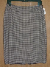 NWT MACY'S CHARTER CLUB - WOOL-BLEND BROWN/BLACK HOUNDSTOOTH SKIRT - MISSES 10