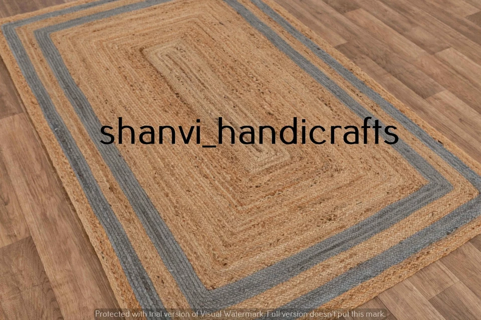 Indian Natural Jute Rectangle Indoor Floor Rug Home Decor Living Area Rag Rugs - Image 4 of 4