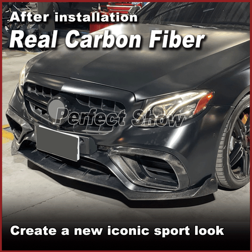 For Mercedes Benz W213 S213 E63 AMG 2016-20 REAL Carbon Front Bumper Lip Spoiler - Picture 13 of 14