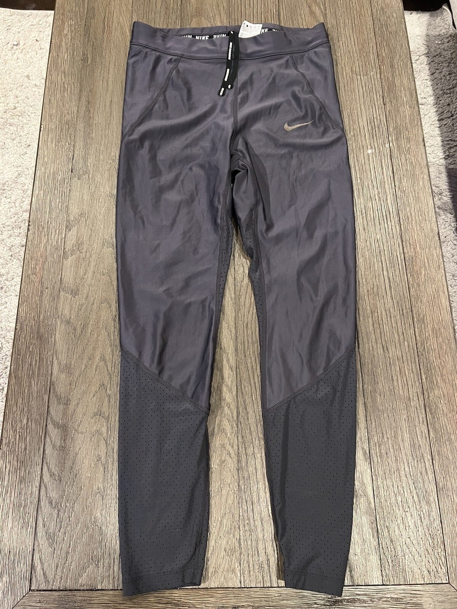 Mens Nike Pro Elite 7/8 Gray Compression Speed Tights Shiny