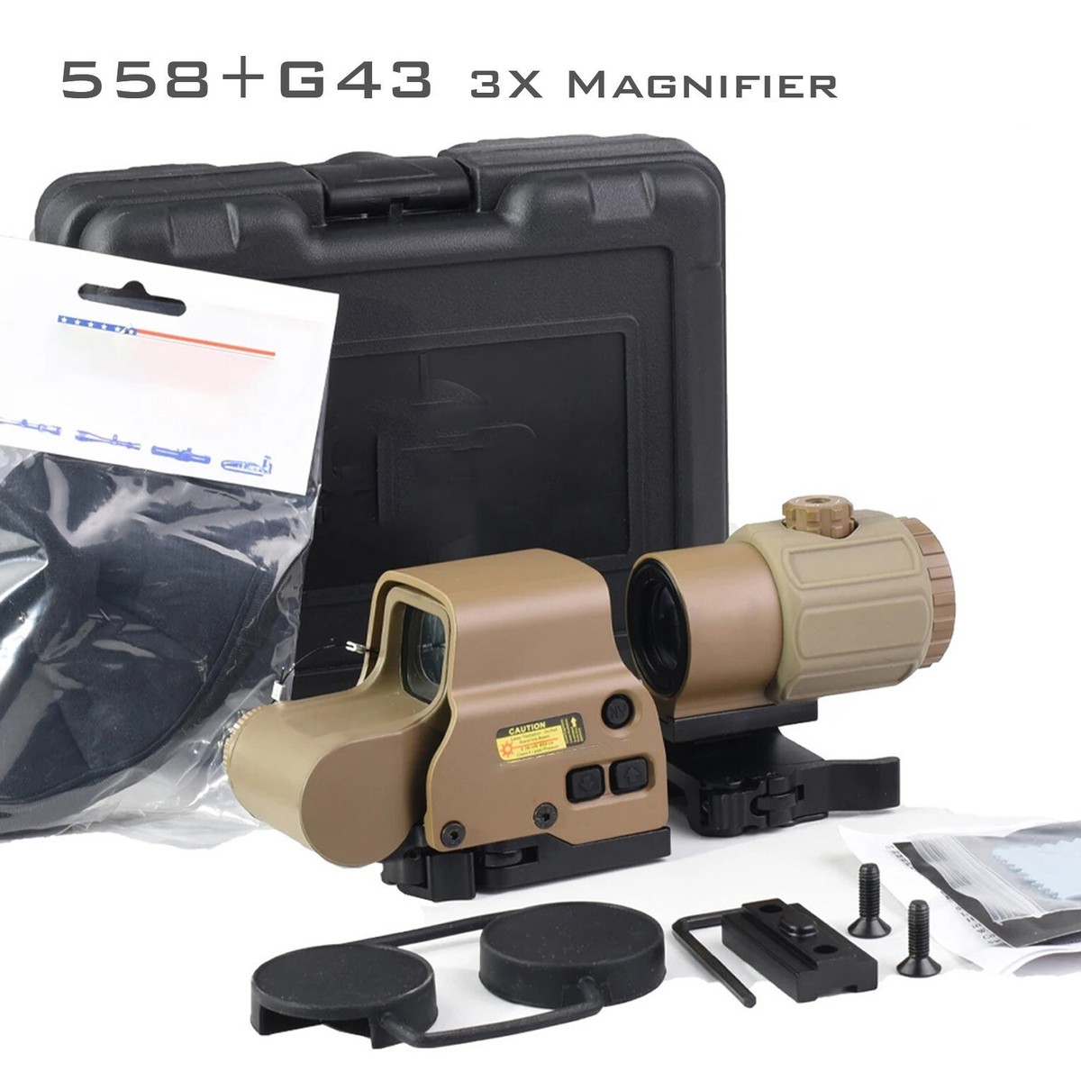 558 G33 Sight Combo 558 3X Groen/Rood Dot Holografisch Vizier Scope 3X Vergrootglas met Snelontgrendeling voor 20mm Rail Mount