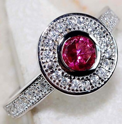 2CT Treated Ruby & White Topaz 925 Solid Sterling Silver Ring Jewelry Sz 7 NB3-3