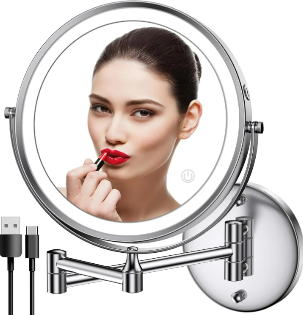 LED Makeup Mirror Rechargeable with 3 Light Modes Dimmable Wall Mount Rocollos-image