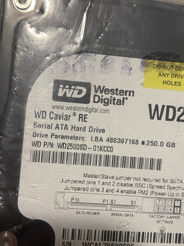 Western Digital 250GB Hard Drive, WD2500SD-01KCCO, Serial ATA, WD Caviar RE - Picture 8 of 14