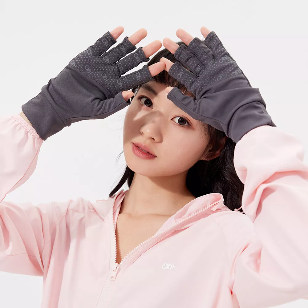 OhSunny Unisex Anti-UV Gloves UPF 50+ Short Non-Slip Driving Half-Finger  Gloves