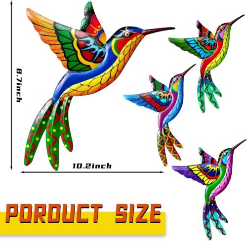 Stunning Metal Bird Garden Sculptures - 4PCS 3D Hanging Hummingbird Decorations - Picture 4 of 10