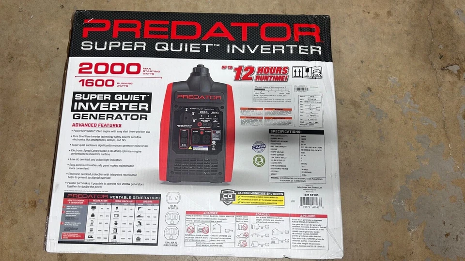 Predator 2000 Watt Super Quiet Inverter Generator with CO Secure Technology/.... - Image 3 of 4