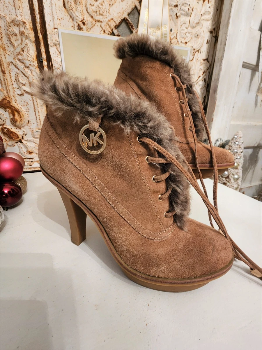 Michael Kors Women s Suede leather fur lined high heel boots with original box