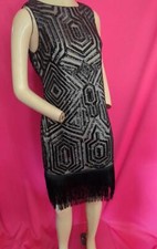 NWT BLACK FRINGED SEQUIN LINED VINCE CAMUTO DRESS 34" BUST-SIZE 4