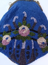 VICTORIAN MICRO BEADED PURSE TLC 10" By 7"