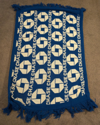 Vintage 3 Strikes Chase Bank Blue Throw Blanket Made in USA