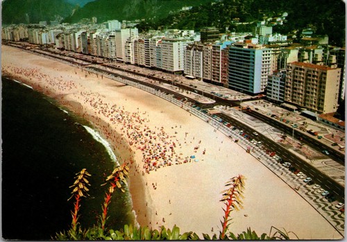 Vintage 1970s Copacabana Beach Rio de Janeiro Aerial View Brazil Postcard - Picture 1 of 2