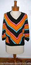 GITANO SWEATER Multi Color Stripe V-Neck 3/4 Sleeves Miss Size Medium