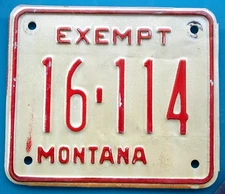 MONTANA County Exempt Motorcycle License Plate - Dawson County (16) - Low #114