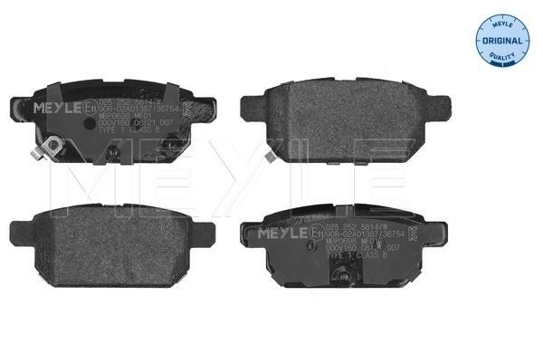 MEYLE 025 252 5814/W Brake Pad Set Rear Fits Suzuki Baleno S-Cross Swift