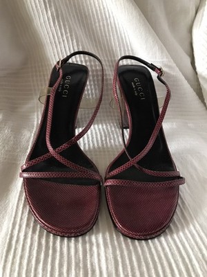 Gucci Damen Sandalen Neuwertig Gr 40 Leder Absatz 9 Italy 