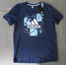 ADIDAS Boy NAVY SPORTS Baseball Basketball Soccer T-SHIRT Graphic XL 18-20 NWT