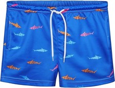 Boys Shark Print Swimming Shorts Quick Dry Swim Trunks Beach Shorts Age 8/9
