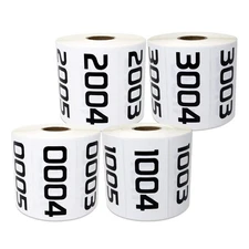 Consecutive Numbers (0001-4000) - 3" x 1.5" Number Labels White Inventory Pre...