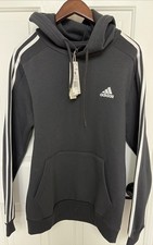 Adidas Hooded Sweatshirt Black Men Size Medium NWT Polyester Cotton Blend 55