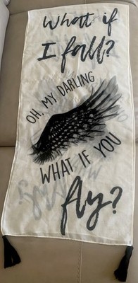 SCARF  What If I Fall? Oh My Darling, What If You Fly  Wearable Art Black Ivory