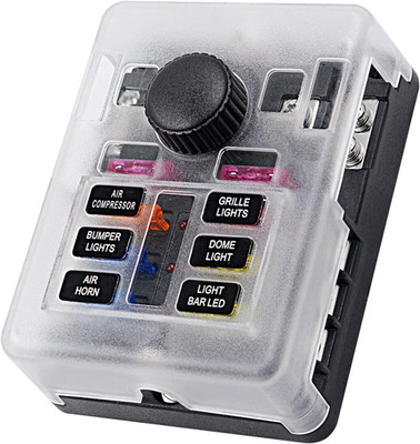 12 Volt Fuse Block, Waterproof 6 Way Fuse Box with 6 Ground Negative Busbar for 